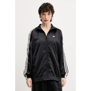 Dukserica adidas Originals Satin Tt za žene, boja: crna, s aplikacijom, KC8810