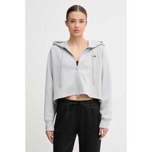 Dukserica za trening adidas by Stella McCartney boja: siva, s kapuljačom, s tiskom, JW4689