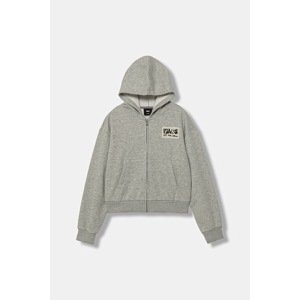Dječja dukserica Vans Van-Archy Label Zip boja: siva, s kapuljačom, s aplikacijom, VN000PPJ02F1