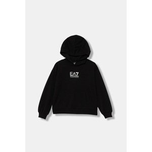 Dječja dukserica EA7 Emporio Armani boja: crna, s kapuljačom, s tiskom, 7G000104 AF13135