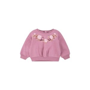 Dukserica za bebe Levi's ROSE FRONT TUCK CREW boja: ružičasta, s tiskom, 1EP015