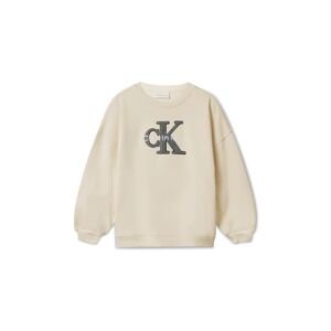 Dječja pamučna dukserica Calvin Klein Jeans boja: bež, s aplikacijom, IG0IG03014