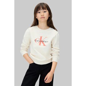 Dječja pamučna dukserica Calvin Klein Jeans boja: bež, s tiskom, IU0IU00714
