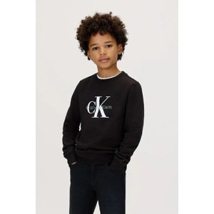 Dječja pamučna dukserica Calvin Klein Jeans boja: crna, s tiskom, IU0IU00714