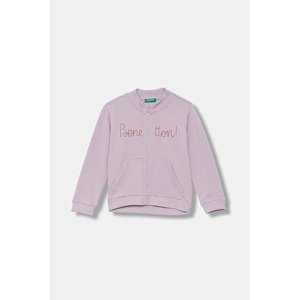 Dječja pamučna dukserica United Colors of Benetton boja: ljubičasta, s uzorkom, 3J70G503U