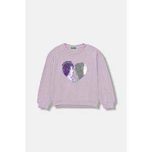 Dječja pamučna dukserica United Colors of Benetton boja: ljubičasta, s aplikacijom, 3J68C10QI