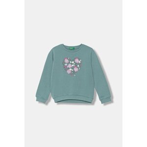 Dječja pamučna dukserica United Colors of Benetton boja: tirkizna, s tiskom, 3J68G10K3