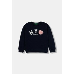 Dječja pamučna dukserica United Colors of Benetton boja: tamno plava, s tiskom, 3J68G10K3