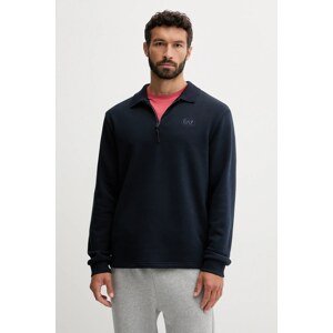 Pamučna dukserica EA7 Emporio Armani boja: tamno plava, s tiskom, AF12661.7M000883