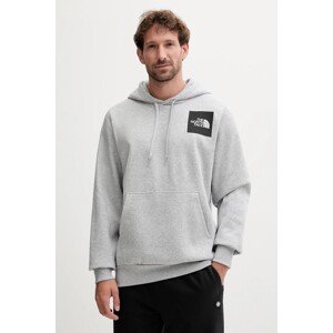 Dukserica The North Face Fine boja: siva, s kapuljačom, s tiskom, NF0A89EUDYX1