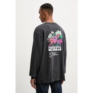 Pamučna majica dugih rukava Levi's boja: siva, s tiskom, 005N7
