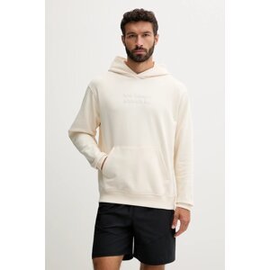 Pamučna dukserica New Balance boja: bež, s kapuljačom, s aplikacijom, MT53925PEF