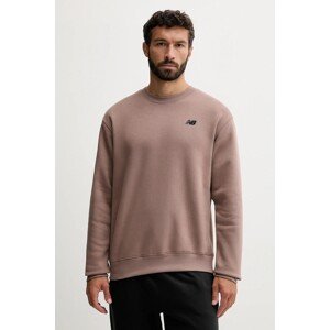 Dukserica New Balance boja: smeđa, s tiskom, MT53529EAS