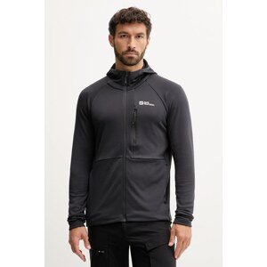 Dukserica Jack Wolfskin KOLBENBERG boja: crna, s kapuljačom, bez uzorka, A63966