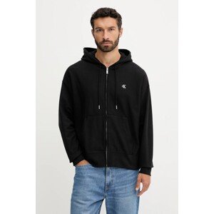 Dukserica Calvin Klein Jeans boja: crna, s kapuljačom, bez uzorka, LV04RD232G