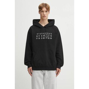 Pamučna dukserica MM6 Maison Margiela boja: crna, s kapuljačom, s tiskom, SH0GU0035.M25025.900