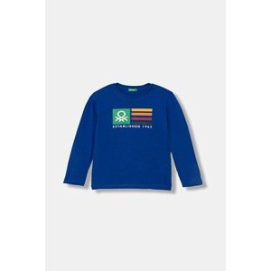 Dječja pamučna majica dugih rukava United Colors of Benetton s tiskom, 3I1XC10JN
