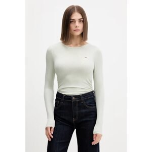 Majica dugih rukava Tommy Jeans boja: zelena, DW0DW21568