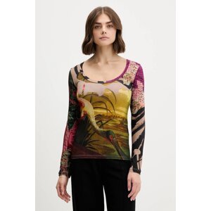 Majica dugih rukava Desigual JAPON LACROIX za žene, boja: bež, 25WWTK38