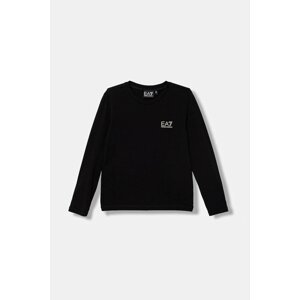 Dječja pamučna majica dugih rukava EA7 Emporio Armani boja: crna, 7G000138 AF10373