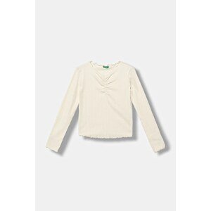 Dječja majica dugih rukava United Colors of Benetton boja: bež, 3KIEC10Q9
