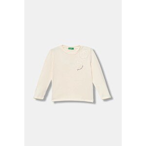 Dječja majica dugih rukava United Colors of Benetton boja: bež, 3P4ZG10KP