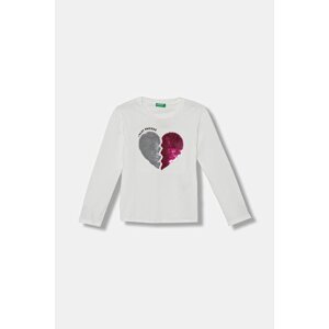 Dječja pamučna majica dugih rukava United Colors of Benetton boja: bijela, 3I1XC10QJ