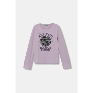 Dječja pamučna majica dugih rukava United Colors of Benetton boja: ljubičasta, 3I1XC10QJ