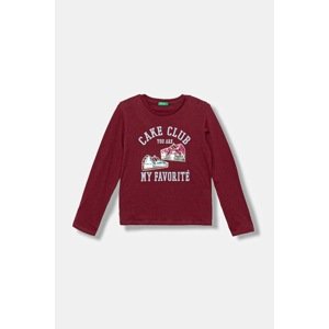 Dječja pamučna majica dugih rukava United Colors of Benetton boja: bordo, 3I1XC10QJ