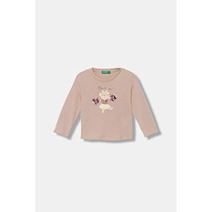 Dječja pamučna majica dugih rukava United Colors of Benetton boja: ružičasta, 3I1XG10K8