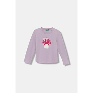 Dječja pamučna majica dugih rukava United Colors of Benetton boja: ljubičasta, 3I1XG10K8