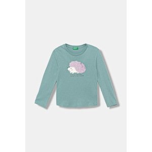 Dječja pamučna majica dugih rukava United Colors of Benetton boja: tirkizna, 3I1XG10K8