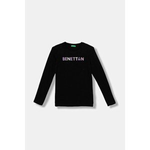 Dječja pamučna majica dugih rukava United Colors of Benetton boja: crna, 3I9WC10JR