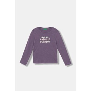 Dječja pamučna majica dugih rukava United Colors of Benetton boja: ljubičasta, 3I9WG10JS