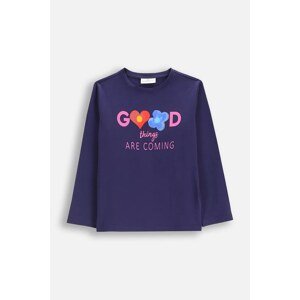 Dječja majica dugih rukava Coccodrillo boja: tamno plava, EVERYDAY GIRL A