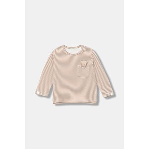 Majica dugih rukava za bebe United Colors of Benetton boja: smeđa, s uzorkom, 35CUA106N