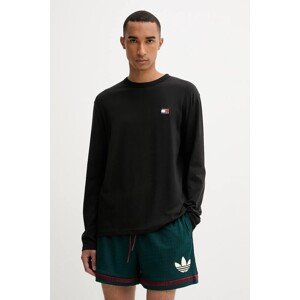 Pamučna majica dugih rukava Tommy Jeans boja: crna, bez uzorka, DM0DM21974