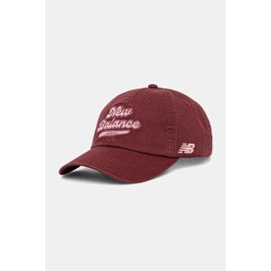 Pamučna kapa sa šiltom New Balance boja: bordo, LAH53000MHB