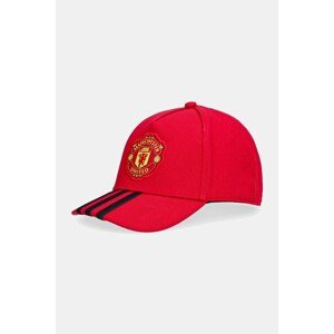 Pamučna kapa sa šiltom za bebe adidas Performance Manchester United boja: crvena, JV5888