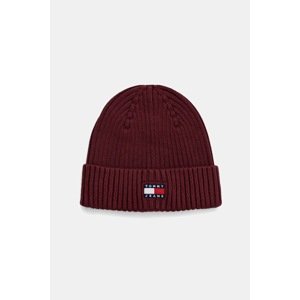 Pamučna kapa Tommy Jeans boja: bordo, AM0AM13669