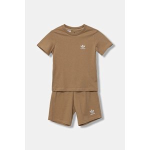 Pamučna dječja trenirka adidas Originals boja: smeđa, JY4981