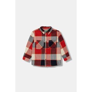Dječja pamučna košulja United Colors of Benetton boja: crvena, 5LQHGQ02S