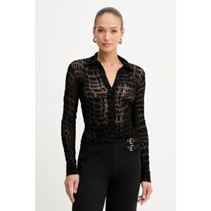 Košulja Versace Jeans Couture za žene, boja: crna, regular, s klasičnim ovratnikom, 79HAL213 JS490