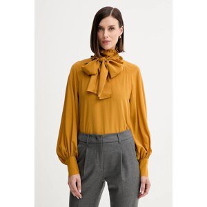 Pamučna bluza Weekend Max Mara GUIDO za žene, boja: žuta, bez uzorka, 2525116036600