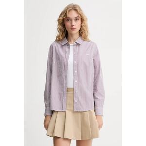 Pamučna košulja Levi's za žene, boja: smeđa, regular, s klasičnim ovratnikom, 34574