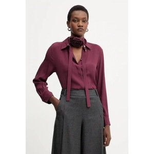 Svilena košulja Marella boja: bordo, relaxed, s klasičnim ovratnikom, 2523116071200