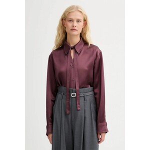 Košulja ISABELLE BLANCHE za žene, boja: bordo, relaxed, s klasičnim ovratnikom, IS25FW-C059-T008