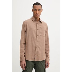 Pamučna košulja Tommy Jeans boja: smeđa, regular, s klasičnim ovratnikom, DM0DM22023