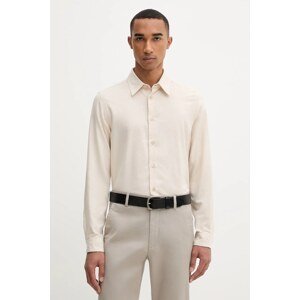 Vunena košulja PS Paul Smith boja: bež, regular, s klasičnim ovratnikom, M2R-687U-T22487