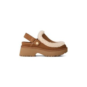 Natikače od brušene kože UGG Esmee Clog boja: smeđa, s platformom, 1173331.CHE
